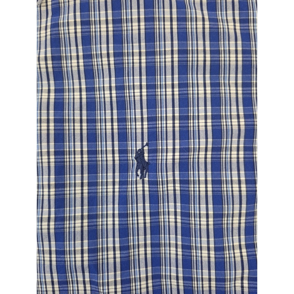 Ralph Lauren Custom Fit Button Down Shirt Mens XL Blue Plaid Long Sleeve - Picture 5 of 8